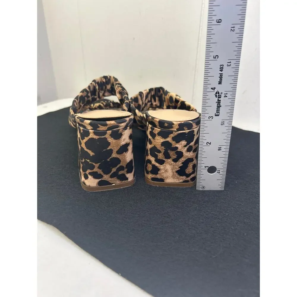 14TH & UNION Zandal Scrunch Printed Block Heel Sandal Leopard Size 9. NWOB